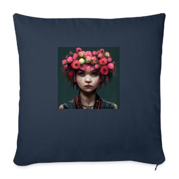 Flower punk girls - Sofa pillowcase 17,3'' x 17,3'' (45 x 45 cm) - navy - Front