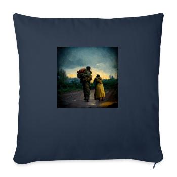 Ukrainian soldier coming home - Sofa pillowcase 17,3'' x 17,3'' (45 x 45 cm) - navy - Front