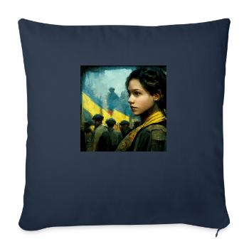Ukrainian Girl During The War - Sofa pillowcase 17,3'' x 17,3'' (45 x 45 cm) - navy - Front