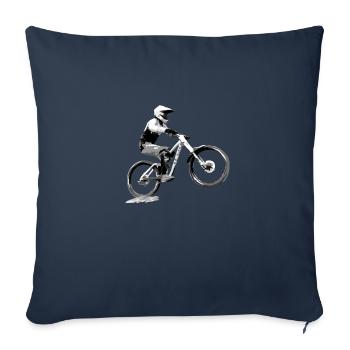 vtt mtb downhill - Housse de coussin décorative 45 x 45 cm - bleu marine - Devant