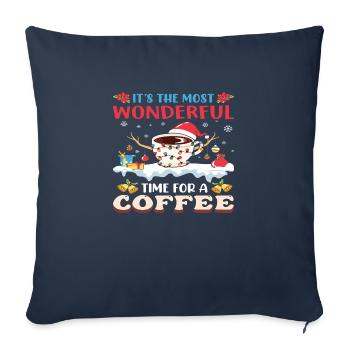 C’est le moment le plus merveilleux pour un café - Housse de coussin décorative 45 x 45 cm - bleu marine - Devant