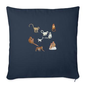 Singes asiatiques - Housse de coussin décorative 45 x 45 cm - bleu marine - Devant