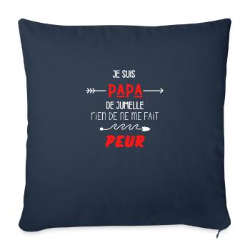 je suis papa de jumelle rien ne me fait peur - Housse de coussin décorative 45 x 45 cm - bleu marine - Devant