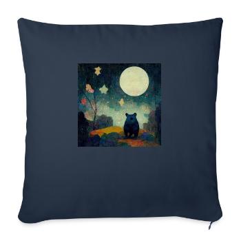 Ours au clair de lune - Housse de coussin décorative 45 x 45 cm - bleu marine - Devant