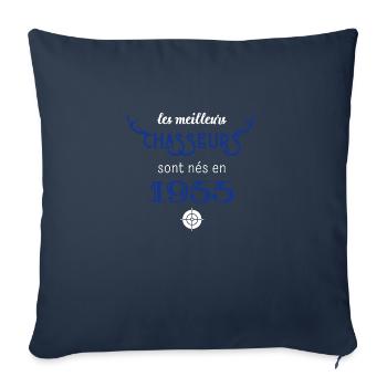 Anniversaire chasseur 1955 - Housse de coussin décorative 45 x 45 cm - bleu marine - Devant
