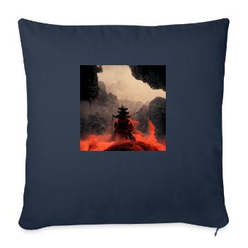 Combat de samouraïs japonais - Housse de coussin décorative 45 x 45 cm - bleu marine - Devant