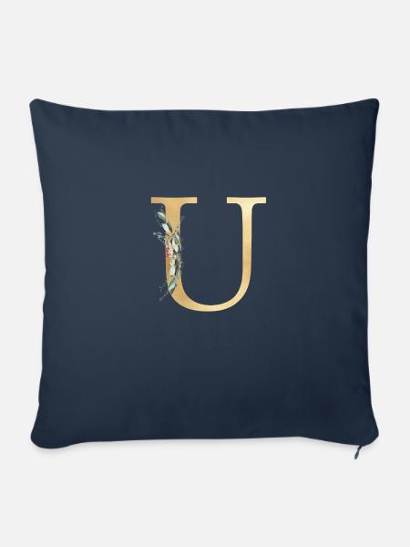 Personalisierbar Monogramm U - Sofakissenbezug 45 x 45 cm - Navy