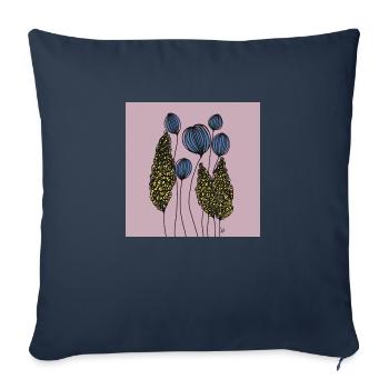 Drawing Flowers Fine Line Abstract Blue Yellow Pink - Sofa pillowcase 17,3'' x 17,3'' (45 x 45 cm) - navy - Front