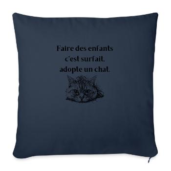 Tee-shirt pour les fans de chat - Housse de coussin décorative 45 x 45 cm - bleu marine - Devant