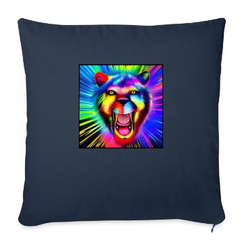 colorful cool lion shows his teeth at the party - Sofa pillowcase 17,3'' x 17,3'' (45 x 45 cm) - navy - Front