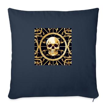 Crâne d’or - Housse de coussin décorative 45 x 45 cm - bleu marine - Devant