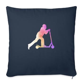 Trottinette freestyle Trottinette water color - Housse de coussin décorative 45 x 45 cm - bleu marine - Devant