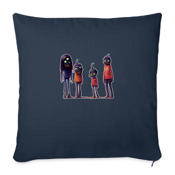 Citrouille Zombie Halloween Famille - Housse de coussin décorative 45 x 45 cm - bleu marine - Devant