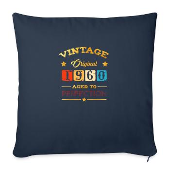 Vintage 1960 Anniversaire Né en 1960 - Housse de coussin décorative 45 x 45 cm - bleu marine - Devant