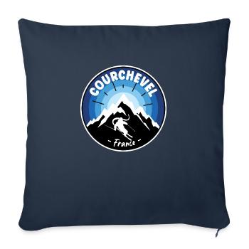 Ski à Courchevel France Bleu - Housse de coussin décorative 45 x 45 cm - bleu marine - Devant