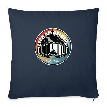 Ski à Lech am Arlberg Autriche - Housse de coussin décorative 45 x 45 cm - bleu marine - Devant
