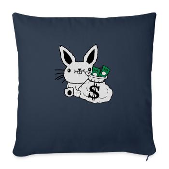 Reicher Geldsack Osterhase Geldscheine - Sofakissenbezug 45 x 45 cm - Navy - Vorne
