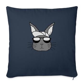 Capy Lunettes de soleil Rabbit Cool - Housse de coussin décorative 45 x 45 cm - bleu marine - Devant