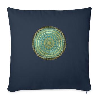 MANDALA GOLD AND GREEN 001 - Housse de coussin décorative 45 x 45 cm - bleu marine - Devant