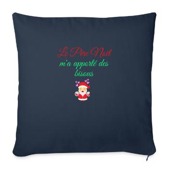 Le père Noël m'a apporté des bisous - Housse de coussin décorative 45 x 45 cm - bleu marine - Devant