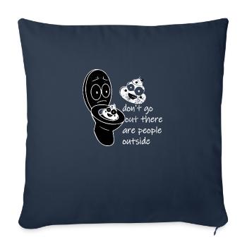 N’allez pas là-bas, il y a du caca là-bas - Housse de coussin décorative 45 x 45 cm - bleu marine - Devant