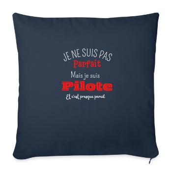 Pas parfait mais pilote - Housse de coussin décorative 45 x 45 cm - bleu marine - Devant