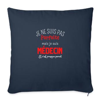 Pas parfaite mais médecin - Housse de coussin décorative 45 x 45 cm - bleu marine - Devant