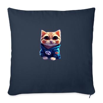 Bébé chat avec pull - Housse de coussin décorative 45 x 45 cm - bleu marine - Devant