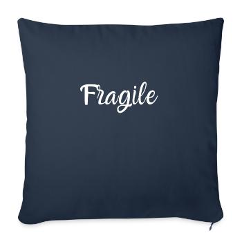 Fragile - Housse de coussin décorative 45 x 45 cm - bleu marine - Devant