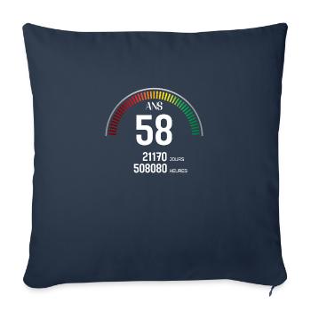 Anniversaire 58 ans Compteur - Housse de coussin décorative 45 x 45 cm - bleu marine - Devant