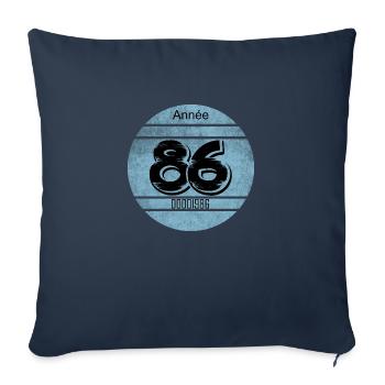 Vignette auto vintage 1986 - Housse de coussin décorative 45 x 45 cm - bleu marine - Devant