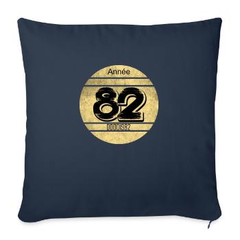 Vignette auto vintage 1982 - Housse de coussin décorative 45 x 45 cm - bleu marine - Devant