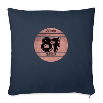 Vignette auto vintage 1987 - Housse de coussin décorative 45 x 45 cm - bleu marine - Devant