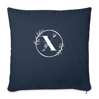 Lettre X Florale - Housse de coussin décorative 45 x 45 cm - bleu marine - Devant