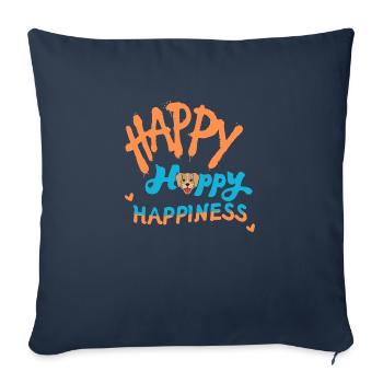 Happy happy dog happiness - Housse de coussin décorative 45 x 45 cm - bleu marine - Devant