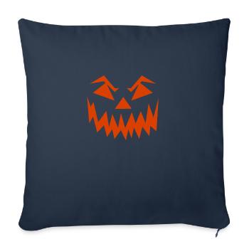Monstre orange d'halloween - Housse de coussin décorative 45 x 45 cm - bleu marine - Devant