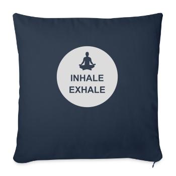 Inspirez expirez Yoga citation - Housse de coussin décorative 45 x 45 cm - bleu marine - Devant
