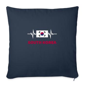 Corée du Sud Football 2022 Corée du Sud Heartbeat - Housse de coussin décorative 45 x 45 cm - bleu marine - Devant