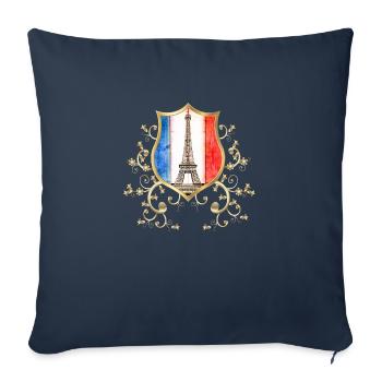 France Français Paris France Europe Tour Eiffel - Housse de coussin décorative 45 x 45 cm - bleu marine - Devant