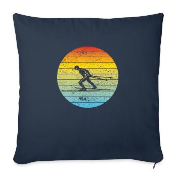 Skifahrer Skilanglauf Ski Skifahren Wintersport - Sofakissenbezug 45 x 45 cm - Navy - Vorne