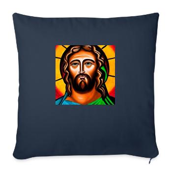 Portrait de Jésus-Christ - Housse de coussin décorative 45 x 45 cm - bleu marine - Devant