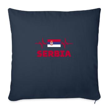 Serbia Football 2022 heartbeat Serbia Football - Sofa pillowcase 17,3'' x 17,3'' (45 x 45 cm) - navy - Front
