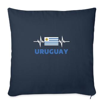 Uruguay Football 2022 battement de cœur Uruguay - Housse de coussin décorative 45 x 45 cm - bleu marine - Devant