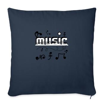 Musik Wort Text Kunst - Graffiti und Doodle Stil - Sofakissenbezug 45 x 45 cm - Navy - Vorne