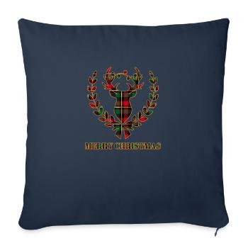 Merry Christmas Deer Stag with Lights Scottish - Sofa pillowcase 17,3'' x 17,3'' (45 x 45 cm) - navy - Front