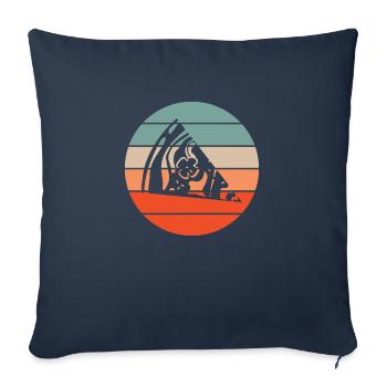 pizza retro sunset - Housse de coussin décorative 45 x 45 cm - bleu marine - Devant