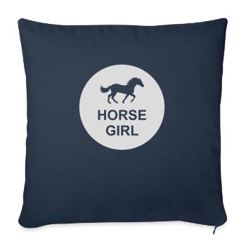 Citation de fille de cheval disant - Housse de coussin décorative 45 x 45 cm - bleu marine - Devant