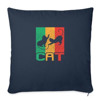 Cat Vintage Rétro - Housse de coussin décorative 45 x 45 cm - bleu marine - Devant