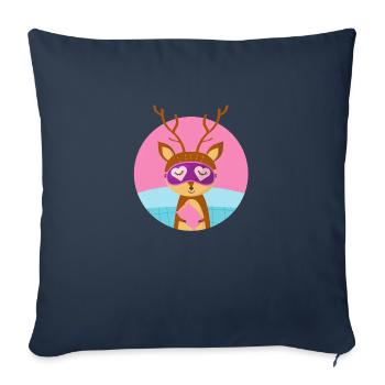 Fête des cerfs et pyjamas - Housse de coussin décorative 45 x 45 cm - bleu marine - Devant