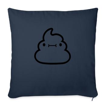 Face Kawaii tas de merde - Housse de coussin décorative 45 x 45 cm - bleu marine - Devant
